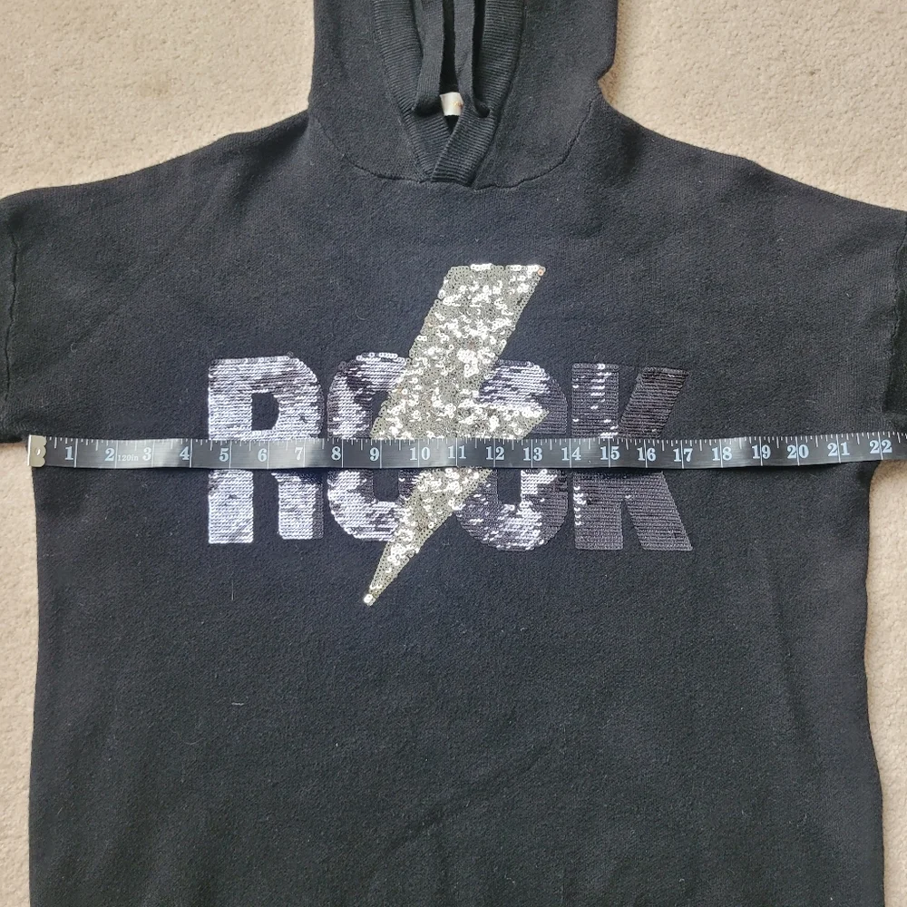 French Mc Lorene Black Sweater with Sequin Rock Design - One Size